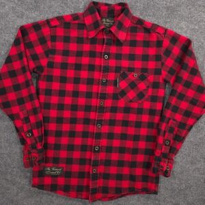 The Vermont Flannel Co Flannel Shirt Mens XS Red Black Buffalo Check Made In USA